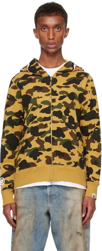 Bape Yellow & Khaki 1st Camo 2nd Shark Full Zip Hoodie