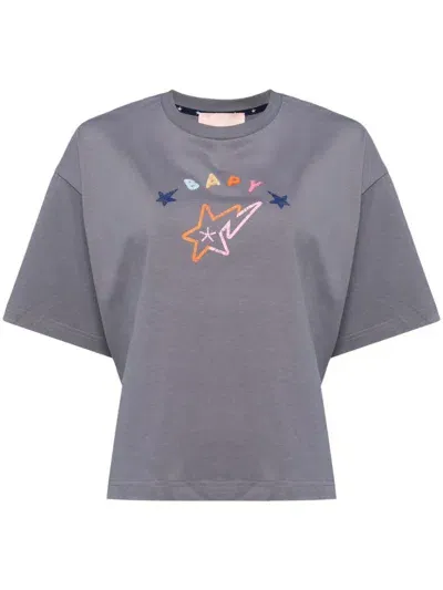 Bapy By *a Bathing Ape® Logo-patch Cotton T-shirt In Grey