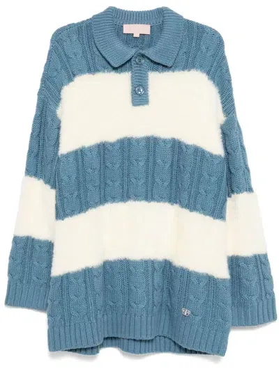 Bapy By *a Bathing Ape® Logo Plaque Horizontal Stripes Jumper In Blue