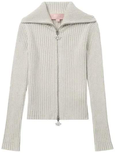 Bapy By *a Bathing Ape® Zip-up Knitted Cardigan In Neutrals