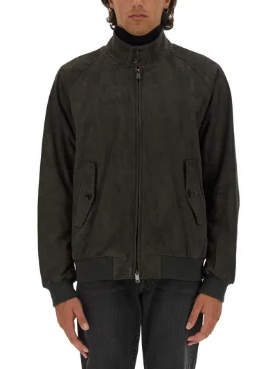 Baracuta G9 Suede Harrington Jacket In Black