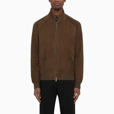 Baracuta G9 Suede Harrington Jacket In Green