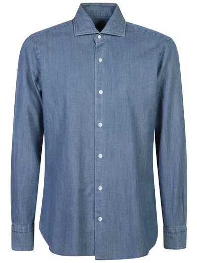 Barba Chambray Shirt In Blue