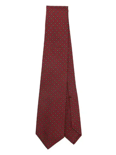 Barba Geometric-jacquard Tie In Red