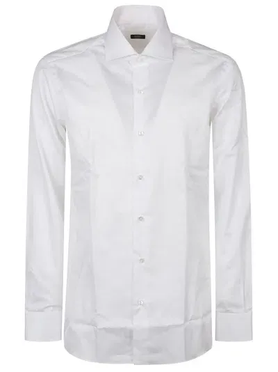 Barba Napoli Long Sleeve Neck Shirt In White