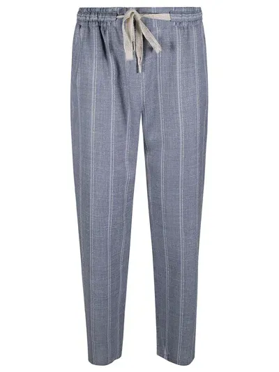 Barba Napoli Stripe Lace Trousers In Azure