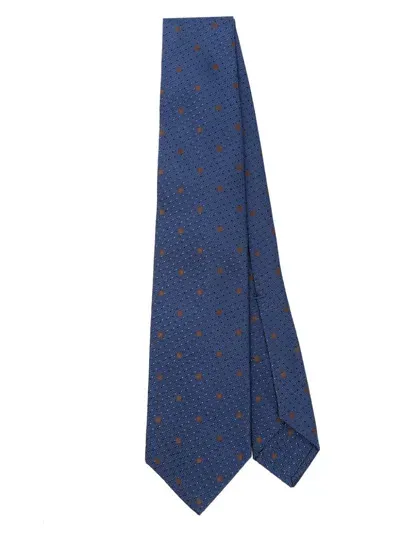 Barba Patterned-jacquard Tie In Blue