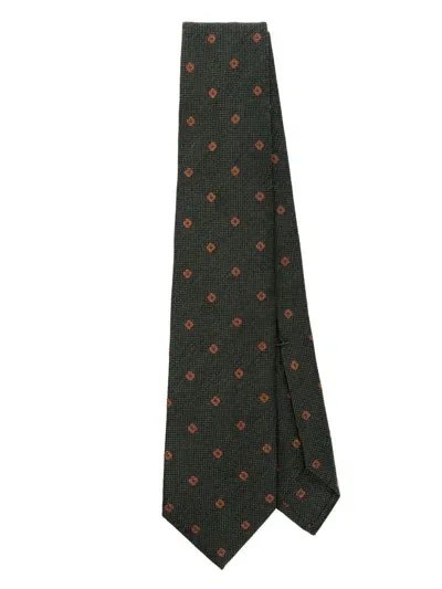 Barba Patterned-jacquard Tie In Green