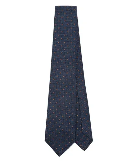 Barba Polka Dot Tie In Blue