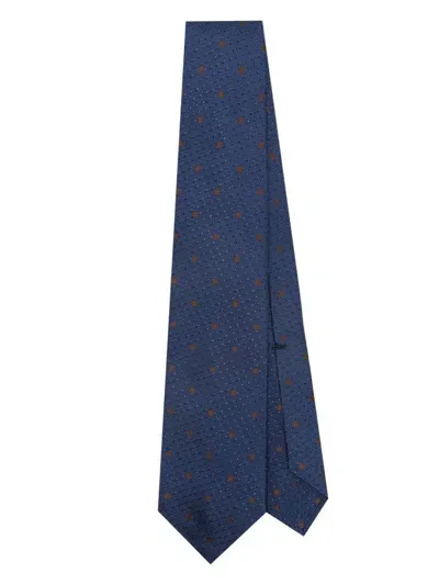 Barba Square-jacquard Tie In Blue