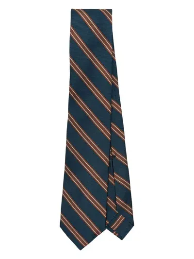 Barba Striped Tie In Blue