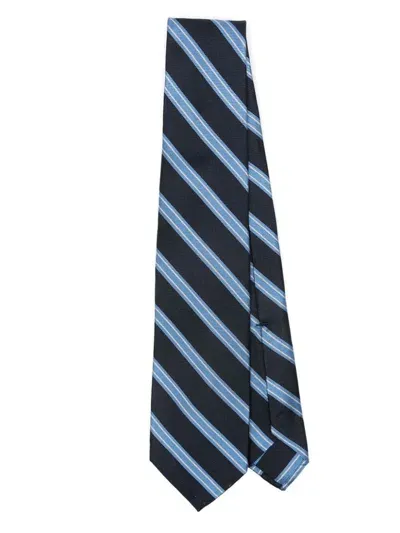 Barba Striped Tie In Blue