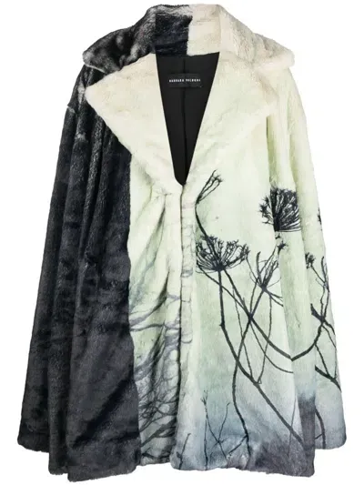 Barbara Bologna Graphic-print Faux-fur Coat In Green