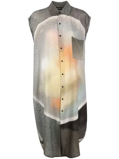 Barbara Bologna Photograph-print Button-up Dress In Grey