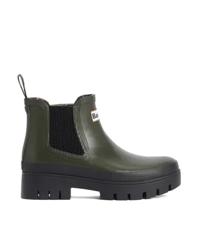 Barbour Ankle Boot In Khaki Patent