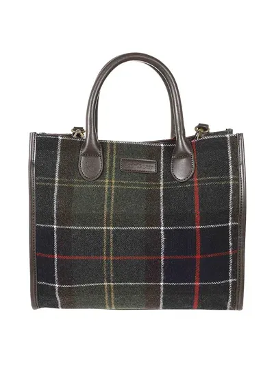 Barbour Bag In Iconic Tartan Blend In Negro