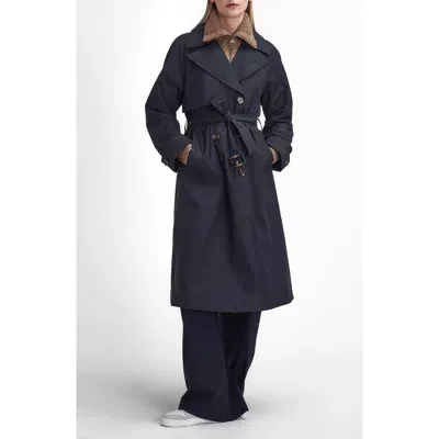 Barbour Gwyn Trench Coat In Black/muted Cabernet Tartan