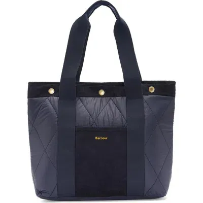 Barbour Healy Mixed Media Tote In Navy