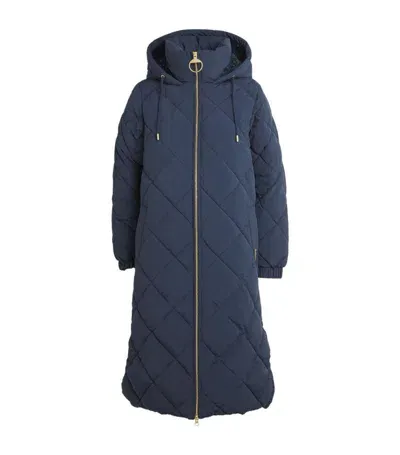 Barbour Kirkton Longline Puffer Coat In Navy/classic