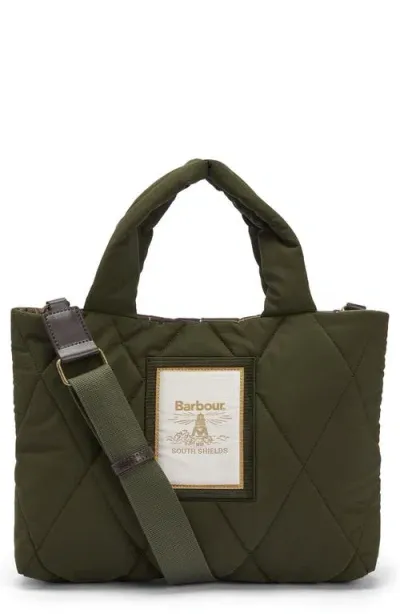 Barbour Mini Mariah Diamond Quilted Tote Bag In Olive