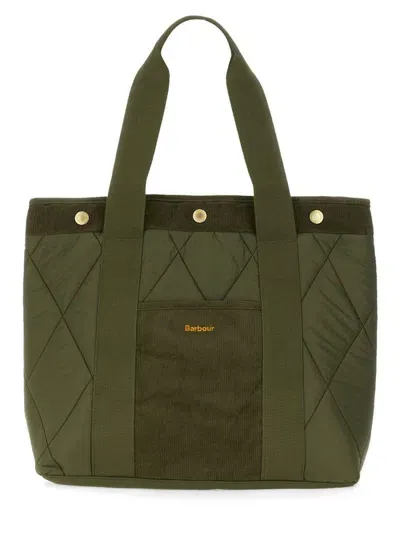 Barbour Tote Bag With Logo In Green