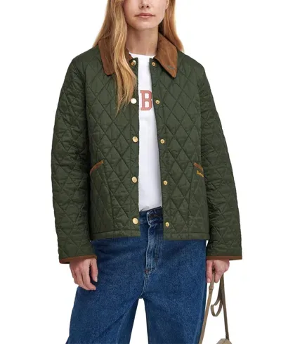 Barbour 30th Anniversary Cropped Liddesdale Womens Quilt In Olive/classic