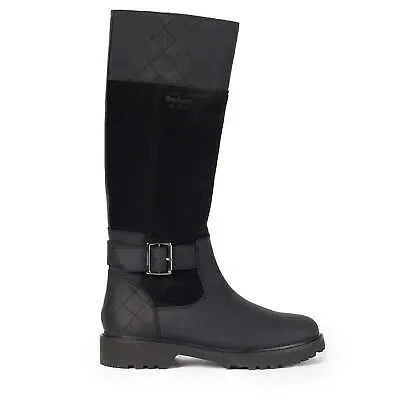 Pre-owned Barbour Womens Fareham Knee-high Boots Black