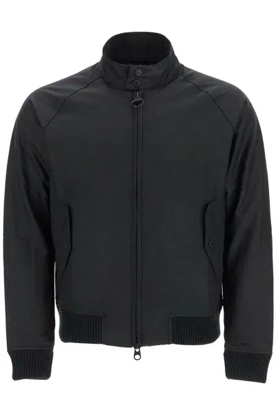 Barbour X Baracuta Cino  Waxed Cotton Bomber Door In Black