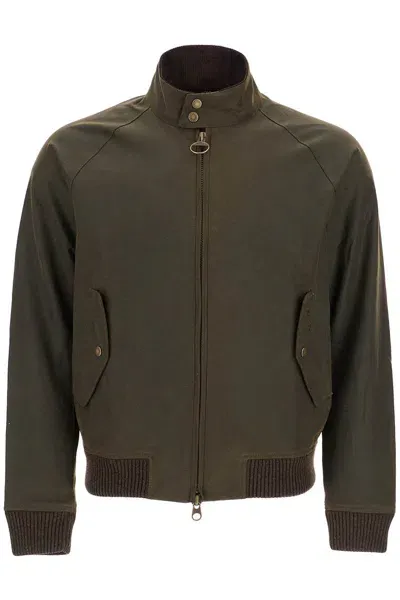 Barbour X Baracuta Cino  Waxed Cotton Bomber Door In Green