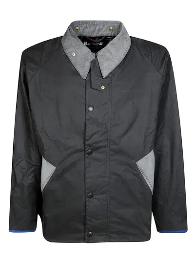 Barbour X Flower Mountain Giacca Wax Nylon In Gray