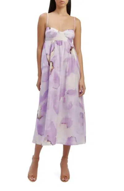 Bardot Lenora Abstract Floral Midi Dress In Lavender Floral