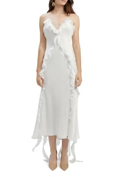 Bardot Marsella Ruffle Cocktail Midi Dress In 兰花白