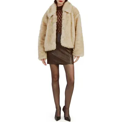 Bardot Sarissa Faux Fur Jacket In Oatmeal