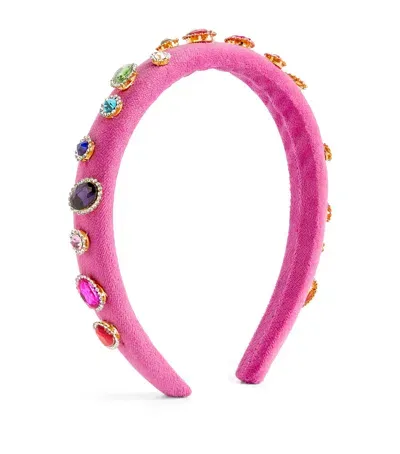 Bari Lynn Kids' Velvet Jewel Headband In Pink