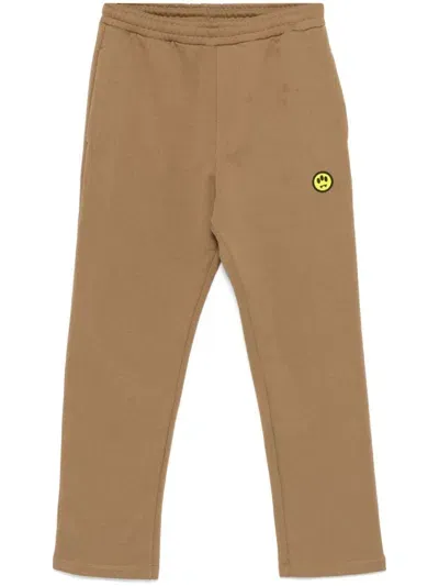 Barrow Flocked-logo Track Pants In Brown