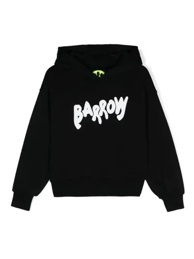 Barrow Kids' Logo-flocked Hoodie In Black