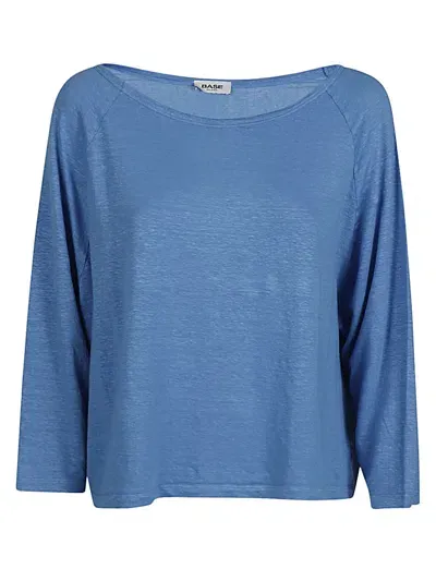 Base Linen Boat Neck Sweater In Sky Blue