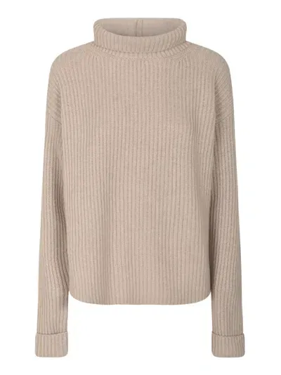 Base Wide Roll-neck Plain Pullover In Gray