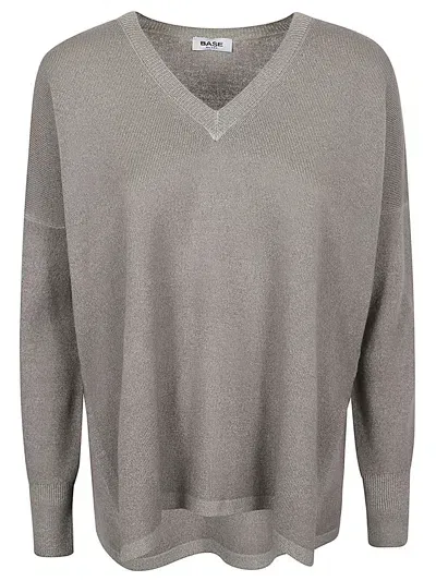 Base Wool V-necked Sweater In Grey