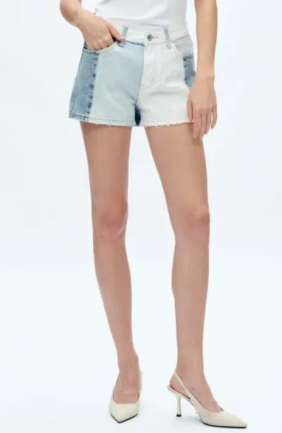 Bayeas Elsa Patchwork Cut Off Denim Shorts In Light Blue