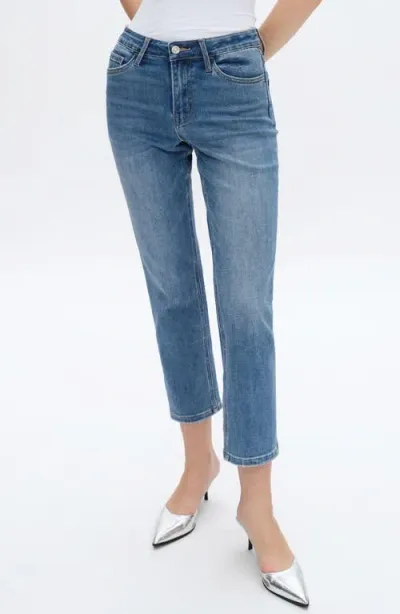 Bayeas High Waist Ankle Straight Leg Jeans In Dark Blue