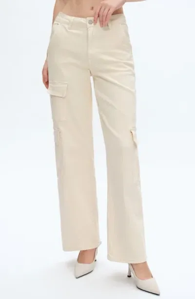 Bayeas High Waist Cargo Wide Leg Jeans In Beige