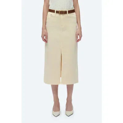 Bayeas Lila Slit Hem Denim Midi Skirt In Beige