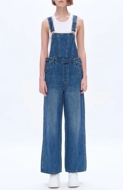 Bayeas Straight Leg Denim Overalls In Medium Blue