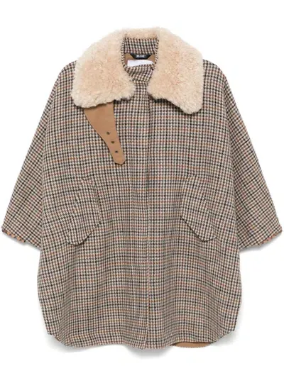 Bazar Deluxe Houndstooth Coat In Beige