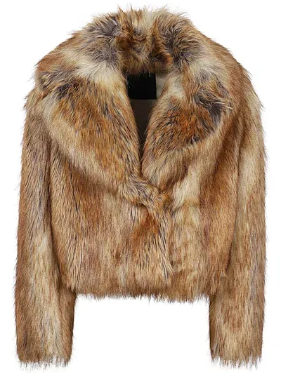 Bb Couture Faux Fur Short Jacket In Beige