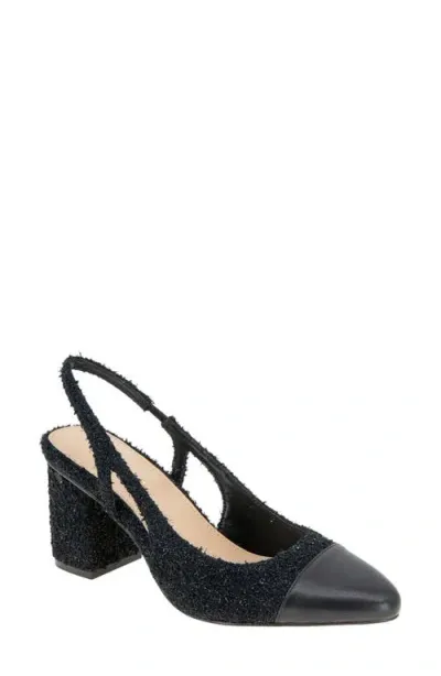 Bcbg Darrin Block Heel Slingback Pump In Black Boucle/black