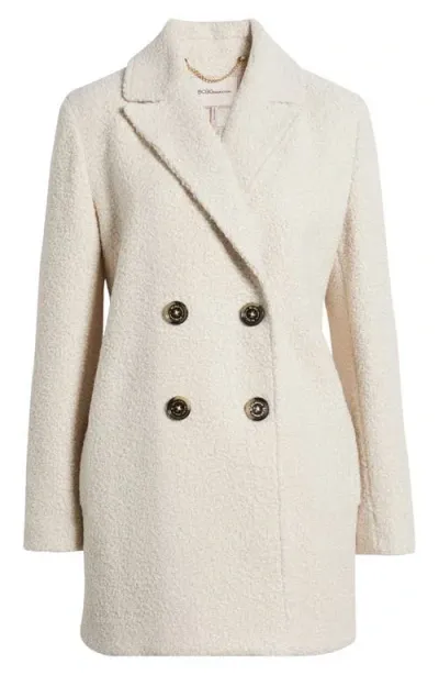 Bcbg Double Breasted Boucle Coat In Cream