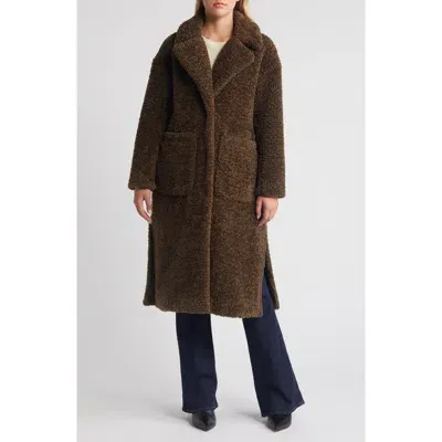 Bcbg Faux Shearling Teddy Coat In Moss