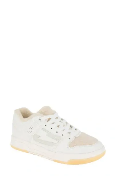 Bcbg Kortni Faux Shearling Sneaker In White/shearling